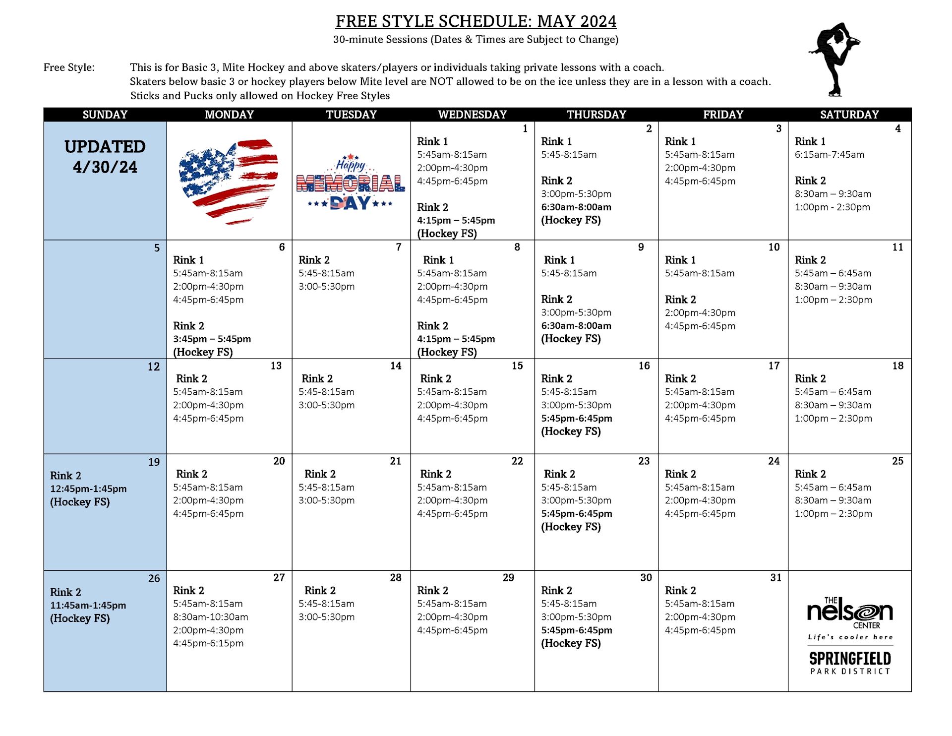 2024 May Free Style Schedule